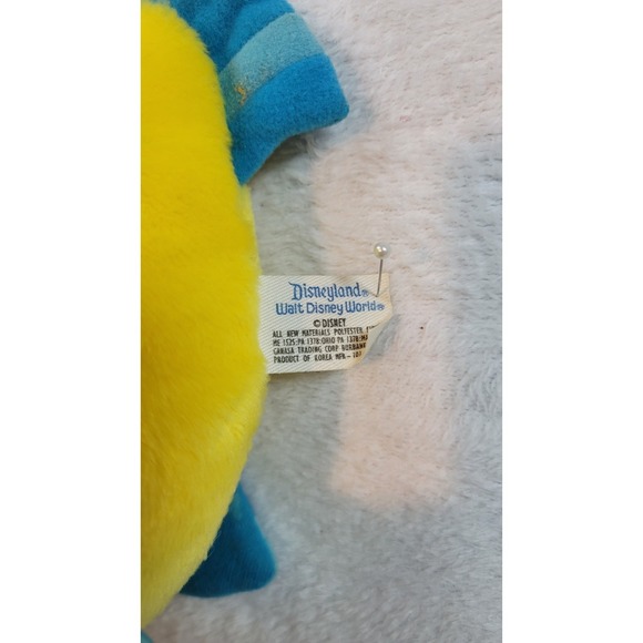 Vintage Disneyland Little Mermaid Flounder 9" Plush Yellow Fish Stuffed Animal - Picture 5 of 5